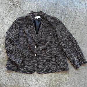 Jones New York Suit Textured Knit Blazer Black, Brown, White Plus Size 20W